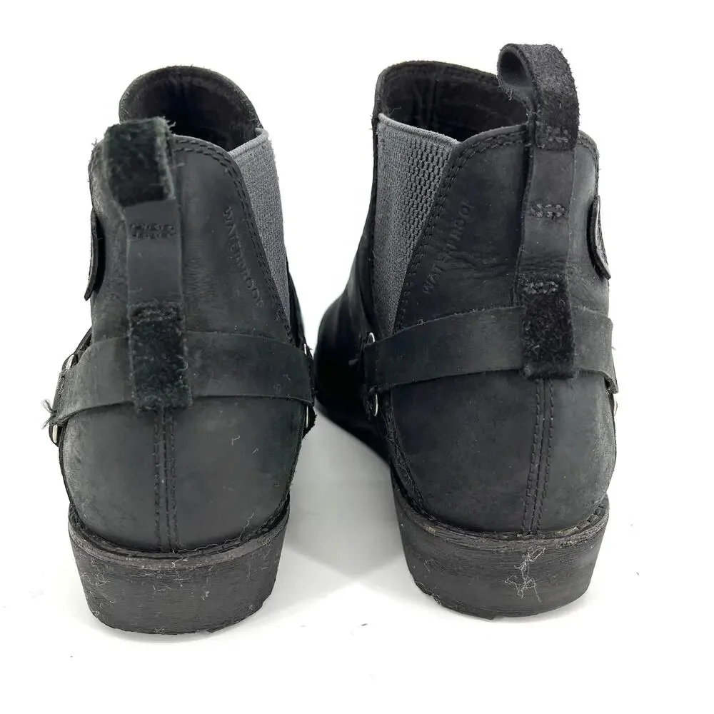 Teva Ellery‎ Women's black leather waterproof harness ankle boots (8.5)